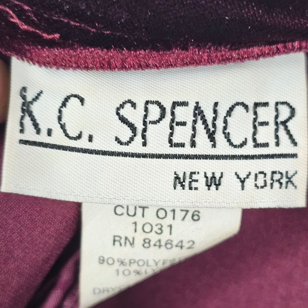 Vtg K.C. Spencer Wine Purple Velvet Maxi Dress 18 Sheath‎ USA 90s Dark Romance - Picture 6 of 8